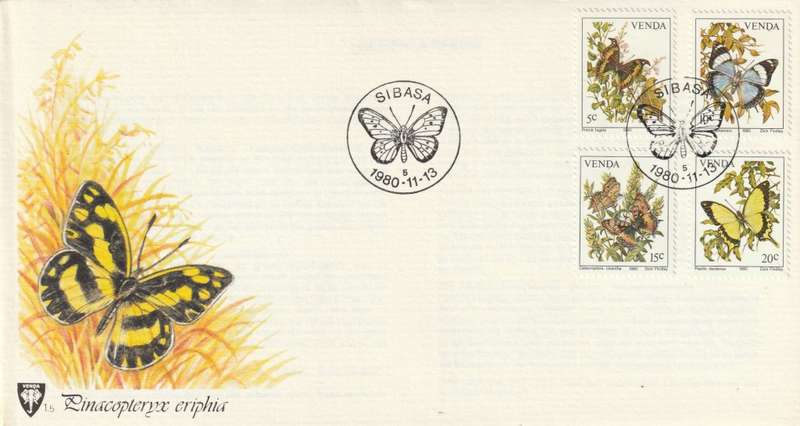 Venda - 1980 - Butterflies - First Day Cover - Small