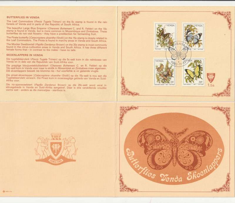 Venda - 1980 - Butterflies - First Day Collectors Small Card