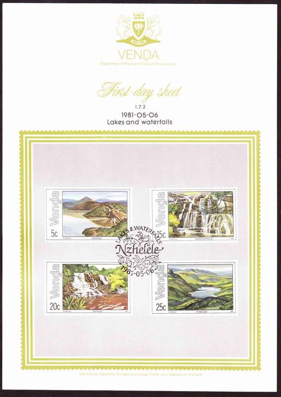 Venda - 1981 - Lakes and Waterfalls - First Day Sheet - Medium