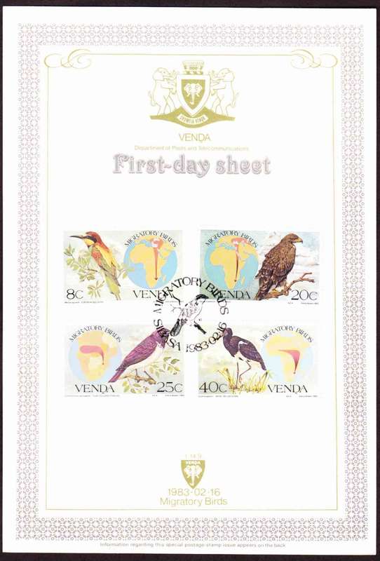 Venda - 1983 - Migratory Birds Vogel Zugvogel - First Day Sheet - Medium