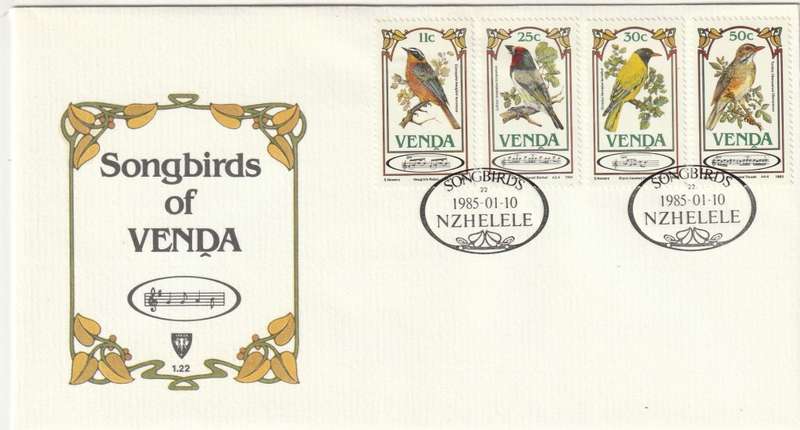 Venda - 1985 - Songbirds Birds  - First Day Cover - Small