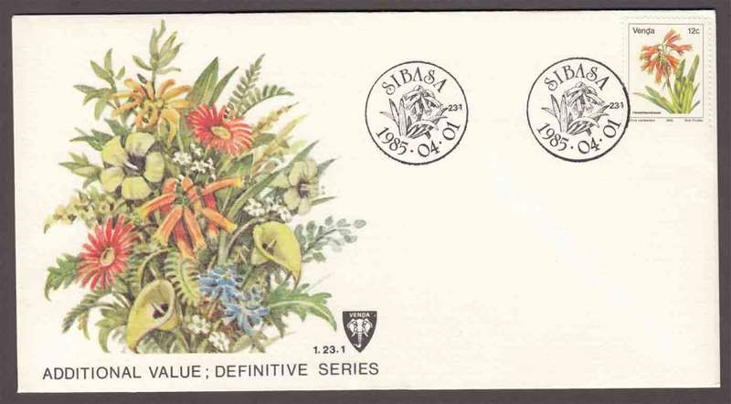 Venda - 1985 - First Definitive - Wild Flowers Flora - Additional Value - Bush Lily - First Day Cove