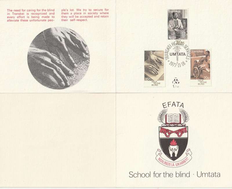 Transkei - 1977 - Help for the Blind - First Day Collectors Small Card
