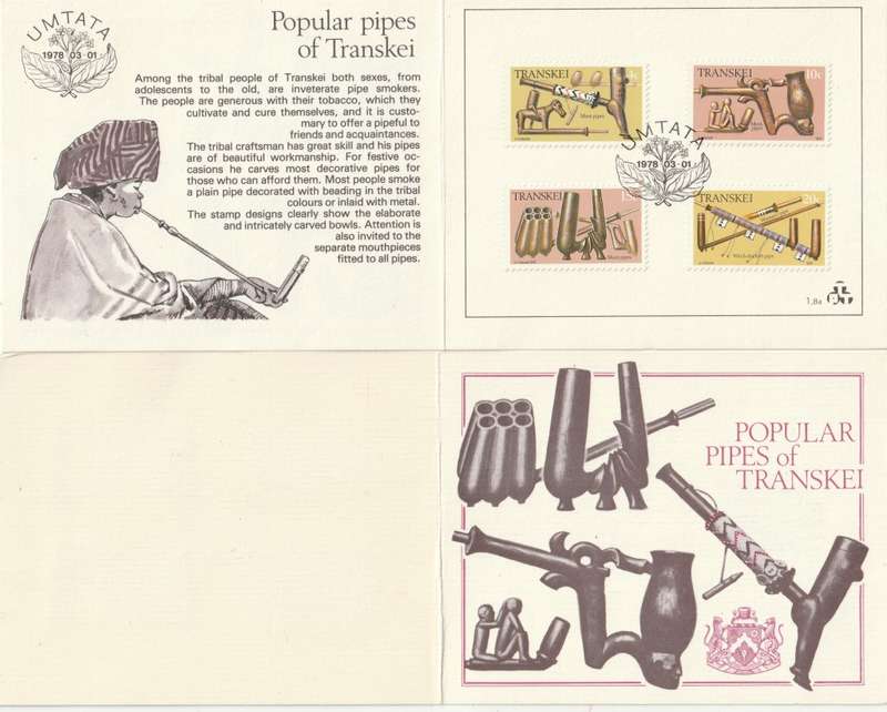 Transkei - 1978 - Woodcarving - Smoking Pipes - First Day Collectors Small Card