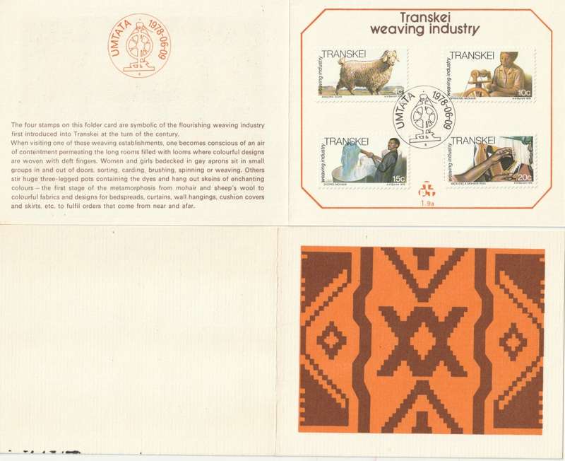 Transkei - 1978 - Weaving Industry Wool Goats - First Day Collectors Small Card