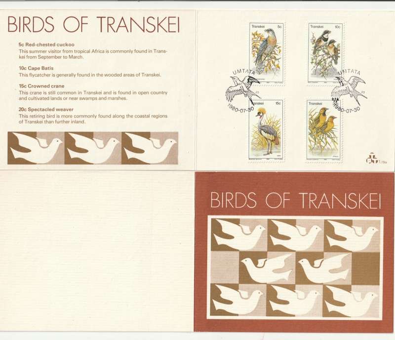Transkei - 1980 - Birds - First Day Collectors Small Card
