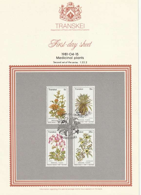 Transkei - 1981 - Medicinal Plants - First Day Sheet - Medium