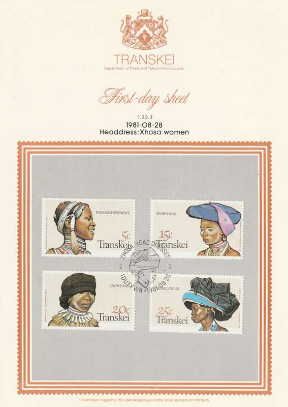Transkei - 1981 - Xhosa Womens Headdresses - First Day Sheet - Medium
