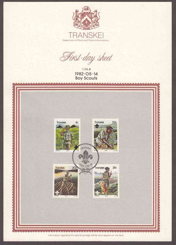 Transkei - 1982 - Boy Scout Movement Scouts Scouting 75th Anniversary - First Day Sheet - Medium