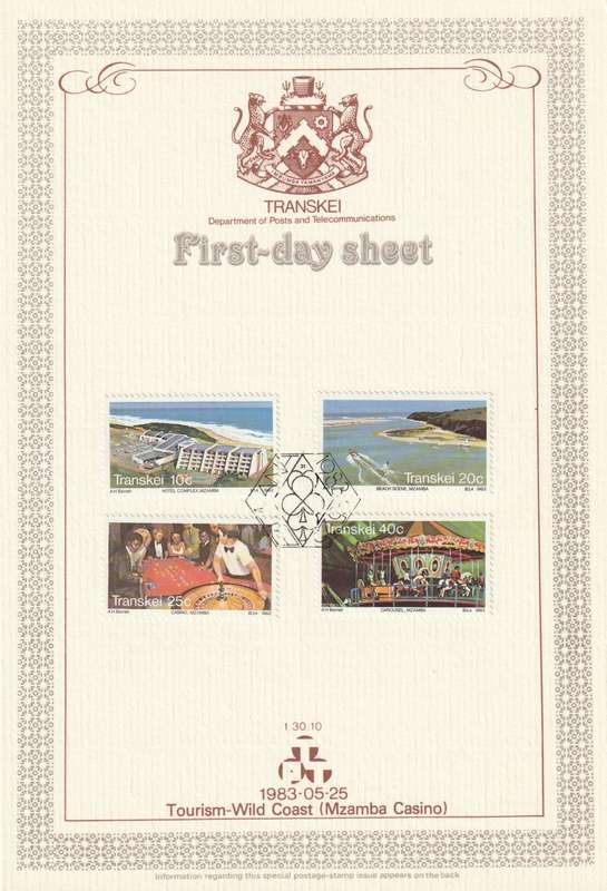 Transkei - 1983 - Wildcoast Holiday Resort Mzamba Tourism - First Day Sheet - Medium