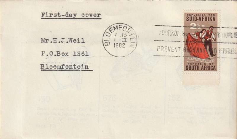 South Africa Union FDC Private Cover - 1962 - Volkspele Folk Dancing