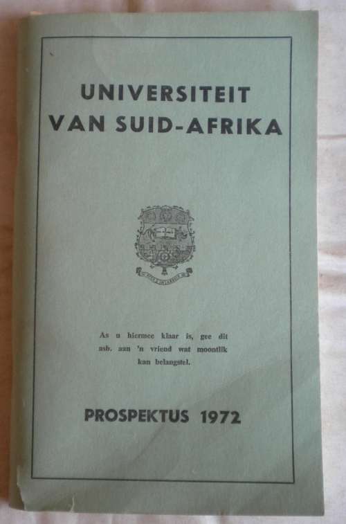 Universiteit van Suid-Afrika prospektus 1972