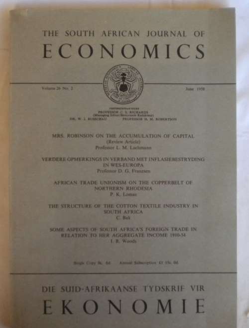 The South African journal of economics 1958