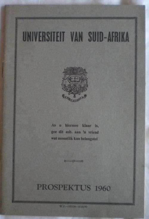 Universiteit van Suid-Afrika Prospektus 1960