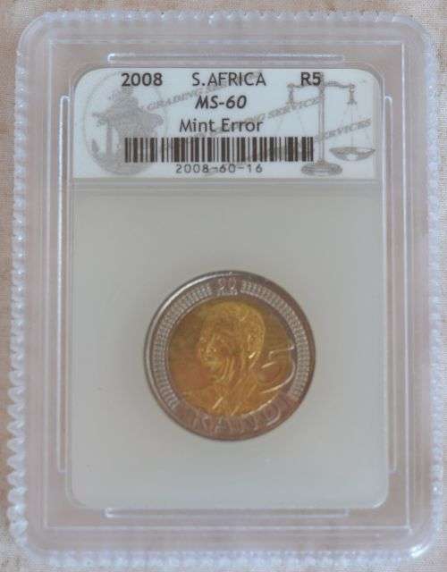 MS 60 2008 Mandela R5 MINT ERROR *Rare grade*