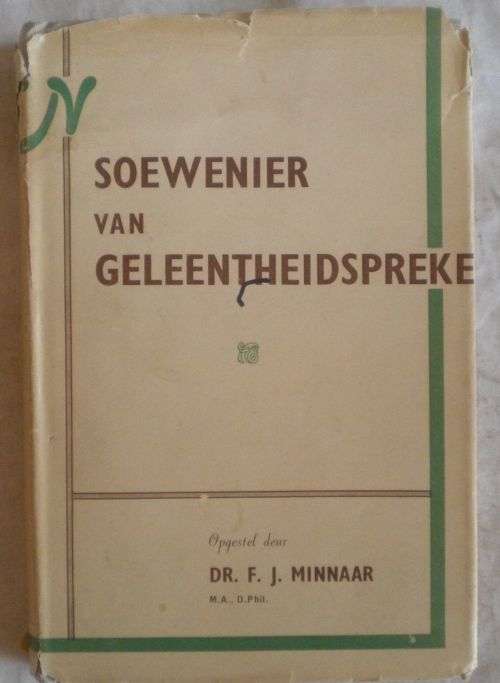 Soewenier van geleentheidspreke deur dr FJ Minnaar