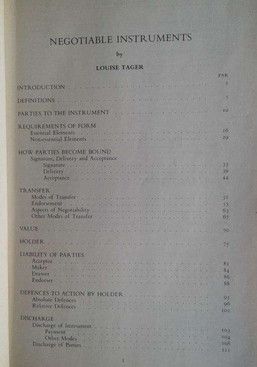Negotiable instruments by Louise Tager
