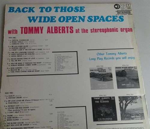 Back to those wide open spaces with Tommy Alberts at the stereophonic organ LP