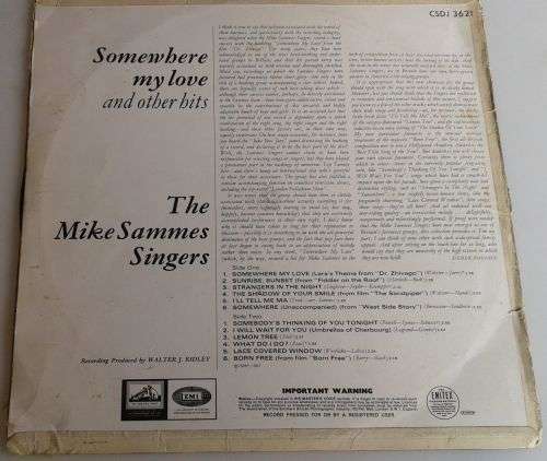 Somewhere my love - The Mike Sammes singers LP