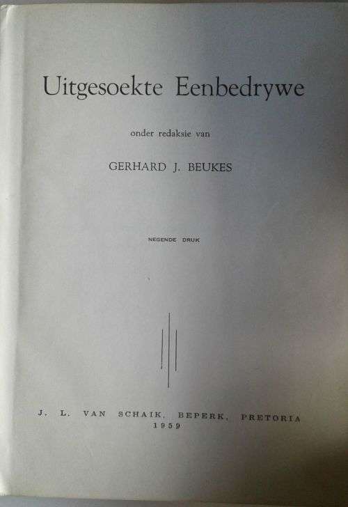 Uitgesoekte eenbedrywe deur Gerhard J Beukes