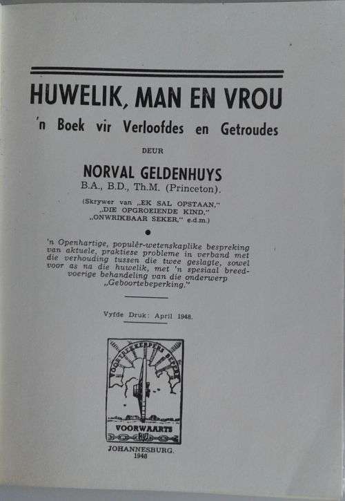 Huwelik, man en vrou deur Norval Geldenhuys 1948