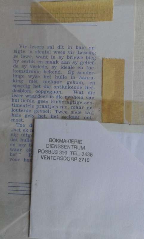Met `n dankbare liefdesgroet deur Christoffel Lessing