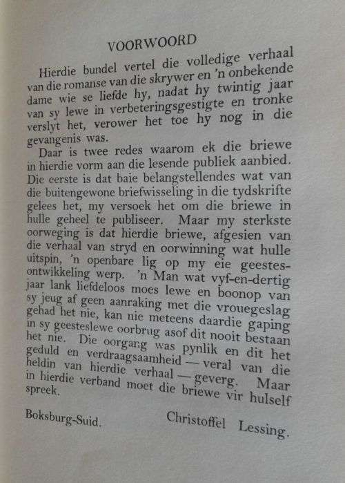 Met `n dankbare liefdesgroet deur Christoffel Lessing