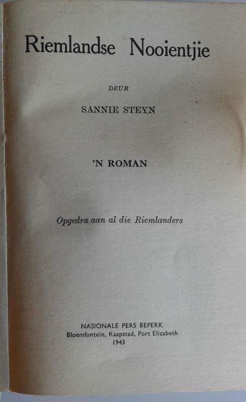 Riemlandse nooientjie deur Sannie Steyn 1943