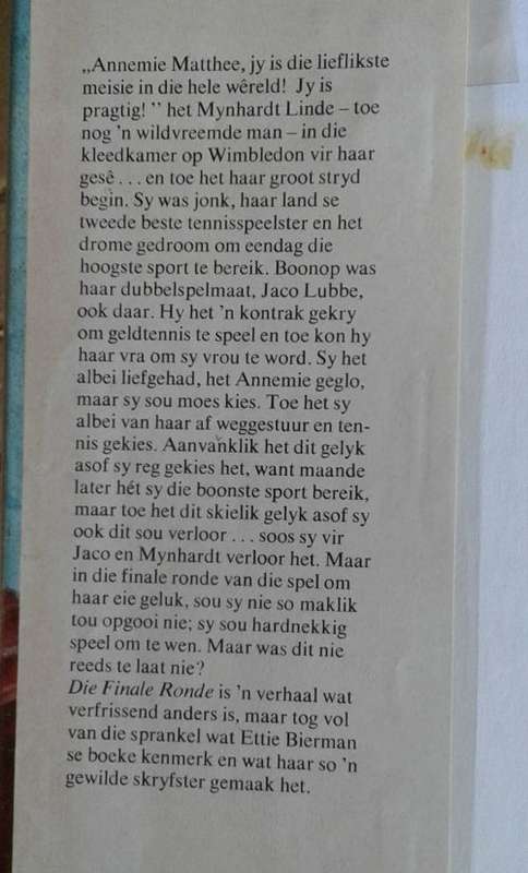 Die finale ronde deur Ettie Bierman