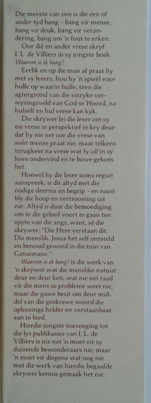 Waarom is ek bang deur IL de Villiers