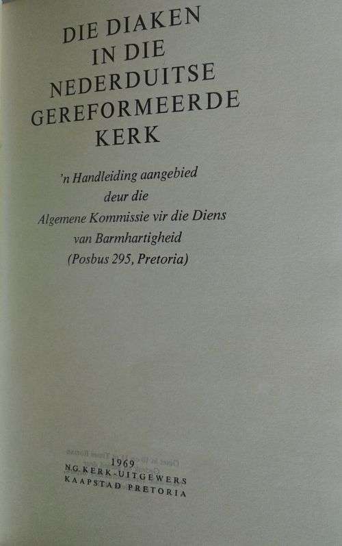 Die diaken in die Nederduitse Gereformeerde Kerk