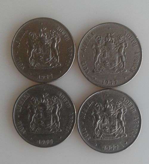 4 x Old SA R1 coins (1977)