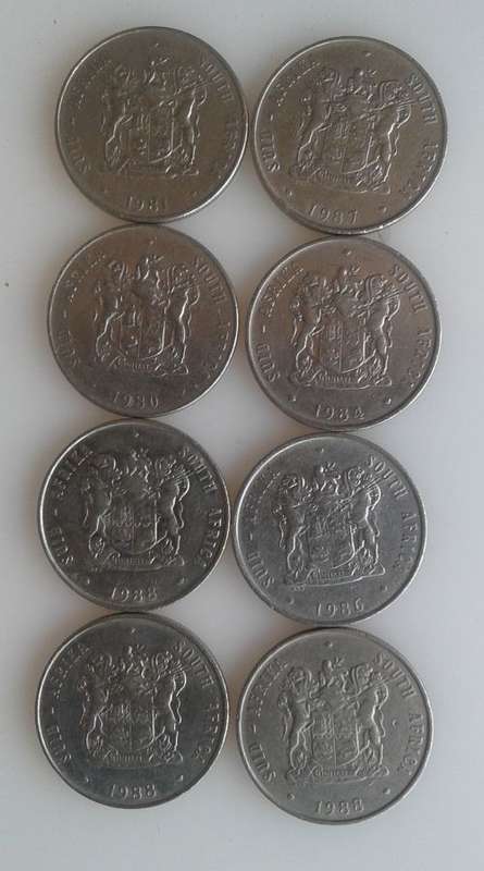 8 x Old SA R1 coins