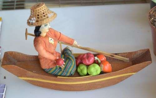 Vintage woman on a boat
