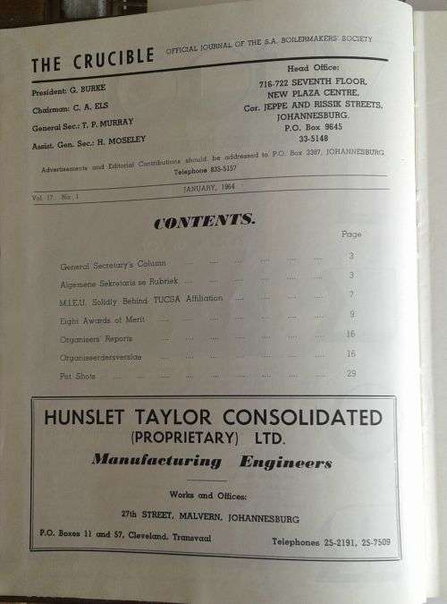 The Crucible January 1964 (SA Boilermakers society)