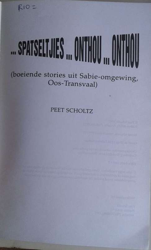 Spatseltjies onthou onthou deur Peet Scholtz