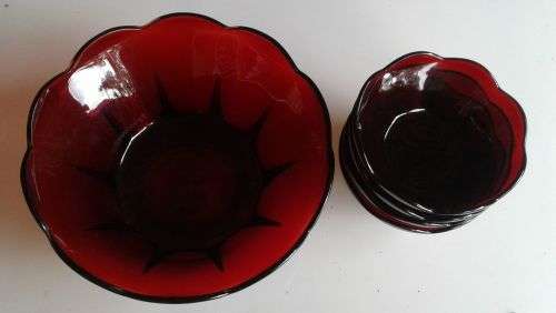 Red glass bowls
