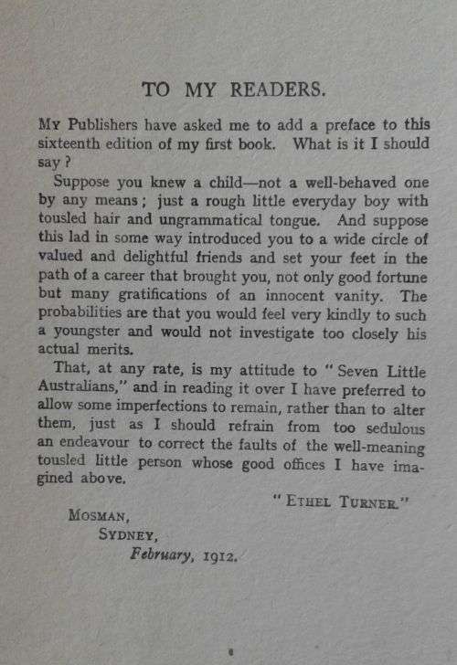 Seven little Australians by Ethel Turner 1912