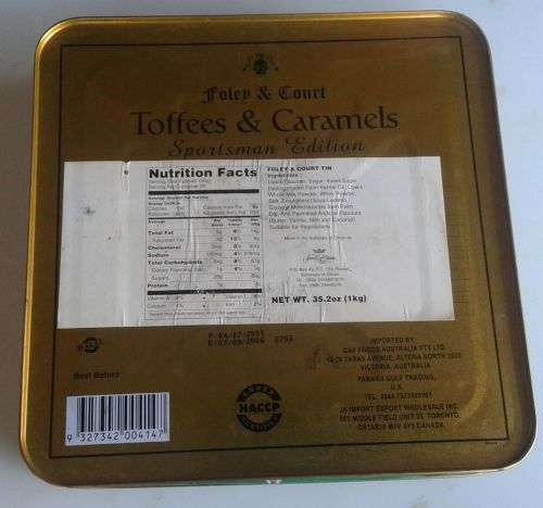 Foley and Court toffees and caramels tin (Sportsman edition)