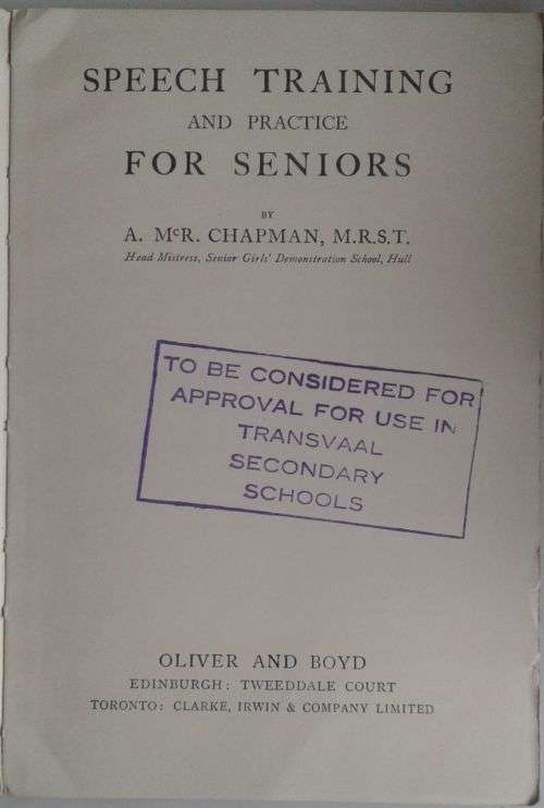 Speech training and practice for seniors 1939