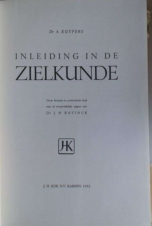Inleiding in de zielkunde door dr A Kuypers