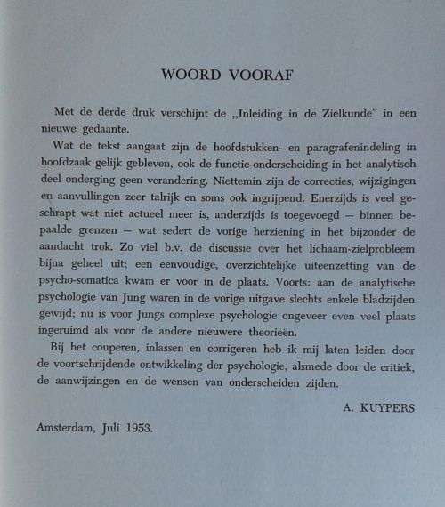Inleiding in de zielkunde door dr A Kuypers