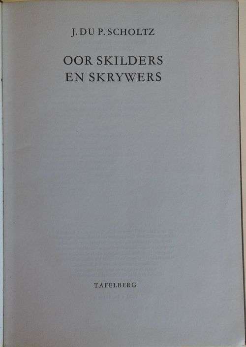Oor skilders en skrywers deur J du P Scholtz