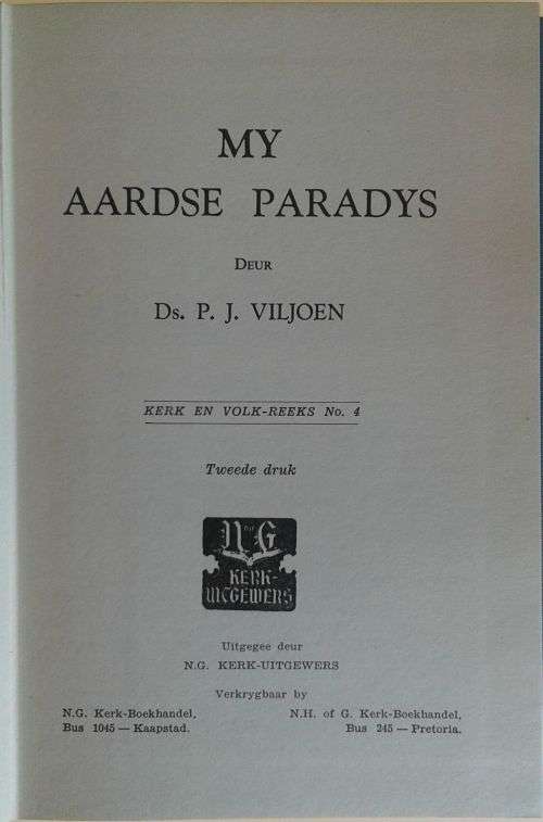 My aardse paradys deur ds PJ Viljoen