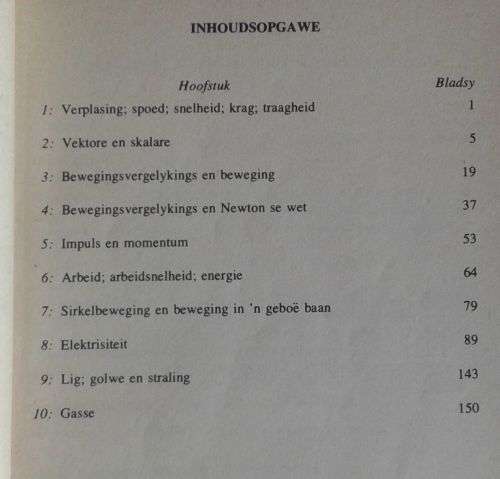 Fisika opsommings, vrae, antwoorde