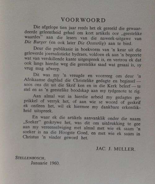 Soekers na God (`n boek oor geestelike waardes) deur dr Jac J Muller