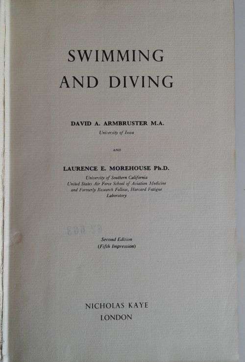 Swimming and diving by David A Armbruster