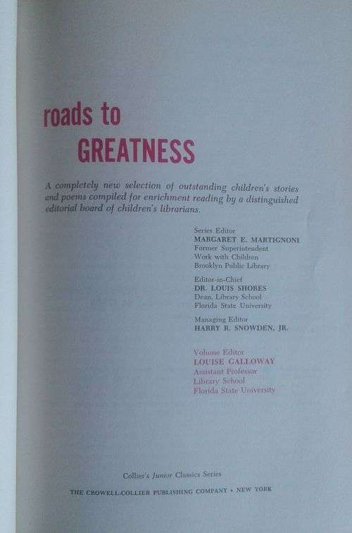 The young folks shelf of books no 8 (Roads to greatness)