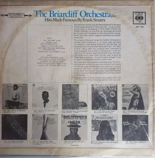 The Briarcliff Orchestra plays hits made famous by Frank Sinatra LP