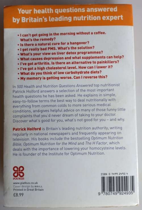 500 Health and nutrition questions answered by Patrick Holford